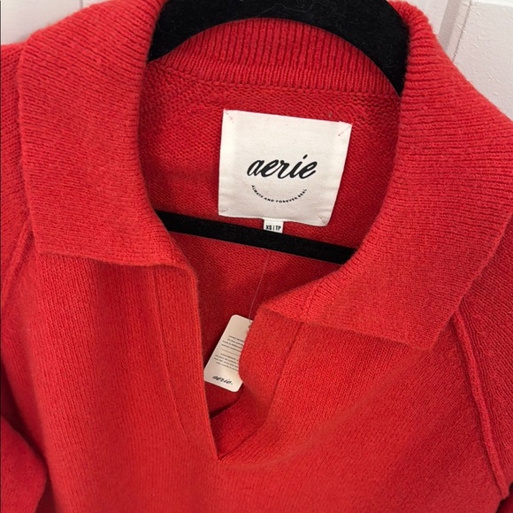NWT Aerie V-Neck Red Sweater….runs HUGE - Picture 3 of 5